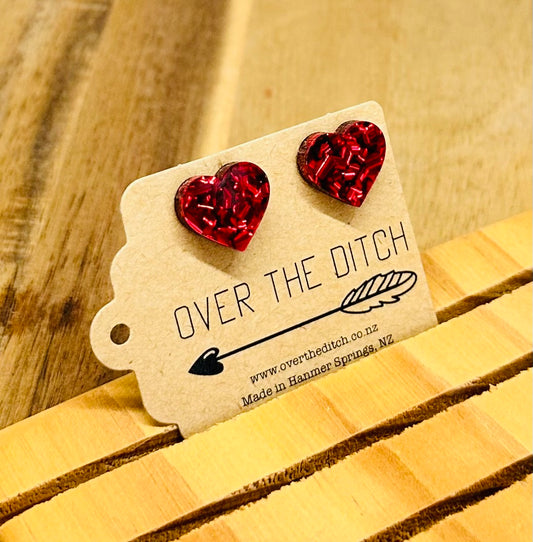 Domes - Red sparkly heart