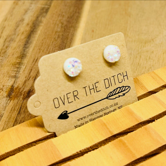 Domes - White Druzy Sparkle Mini