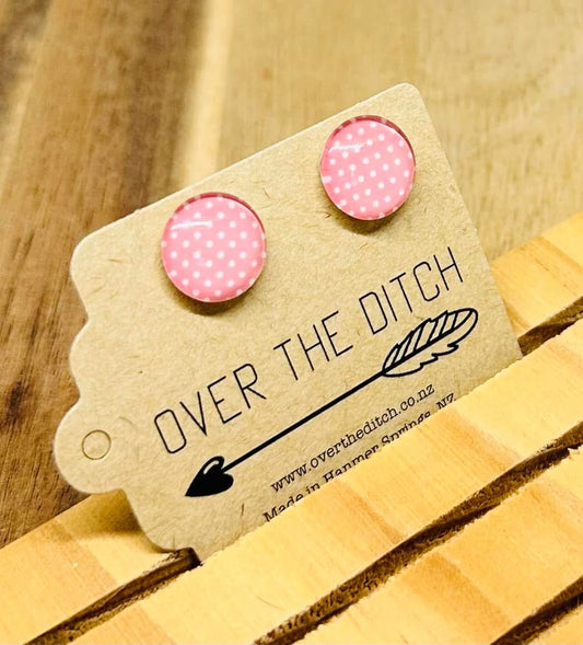 Domes - White dots on baby pink