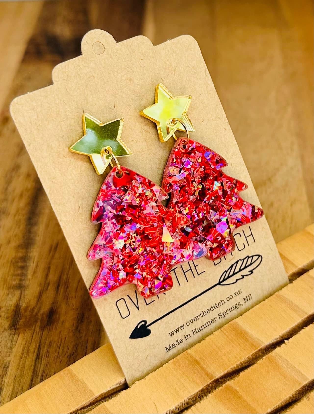 Dangles - Pink, gold sparkly tree