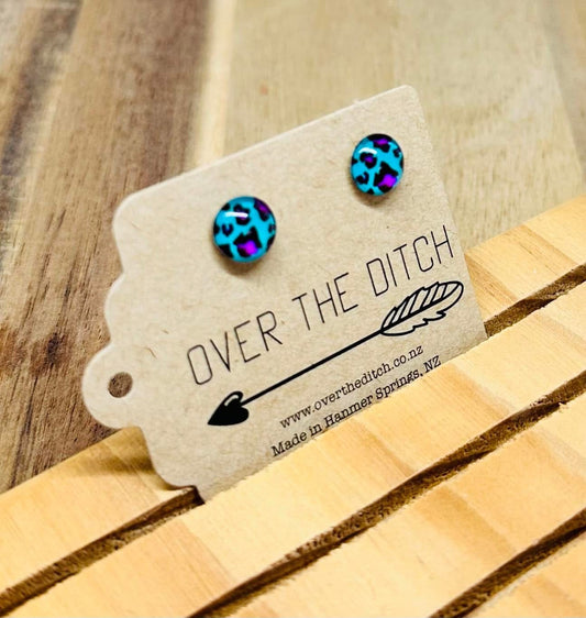 Domes - Blue, purple leopard mini