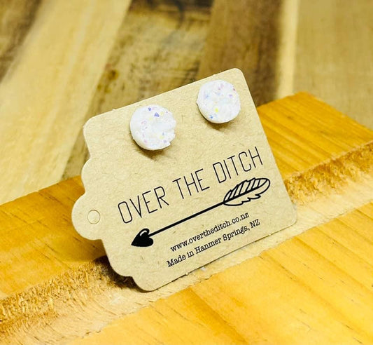 Domes - White druzy sparkly