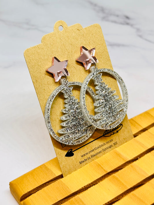 Dangles - Silver glitter Christmas tree